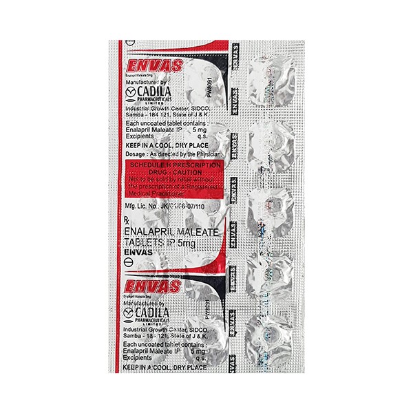 ENVAS 5MG TABS 15`S