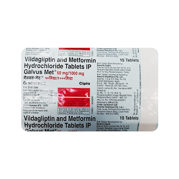 GALVUS MET 50MG/1000MG TAB  15`S