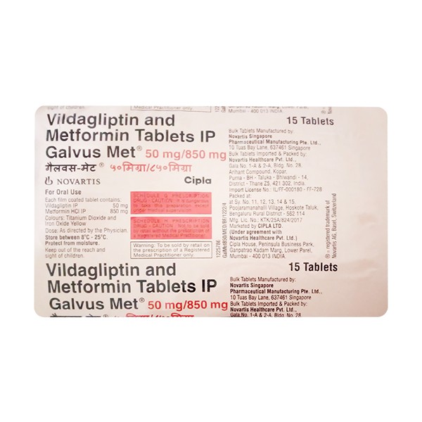 GALVUSMET  50/850MG 15`S